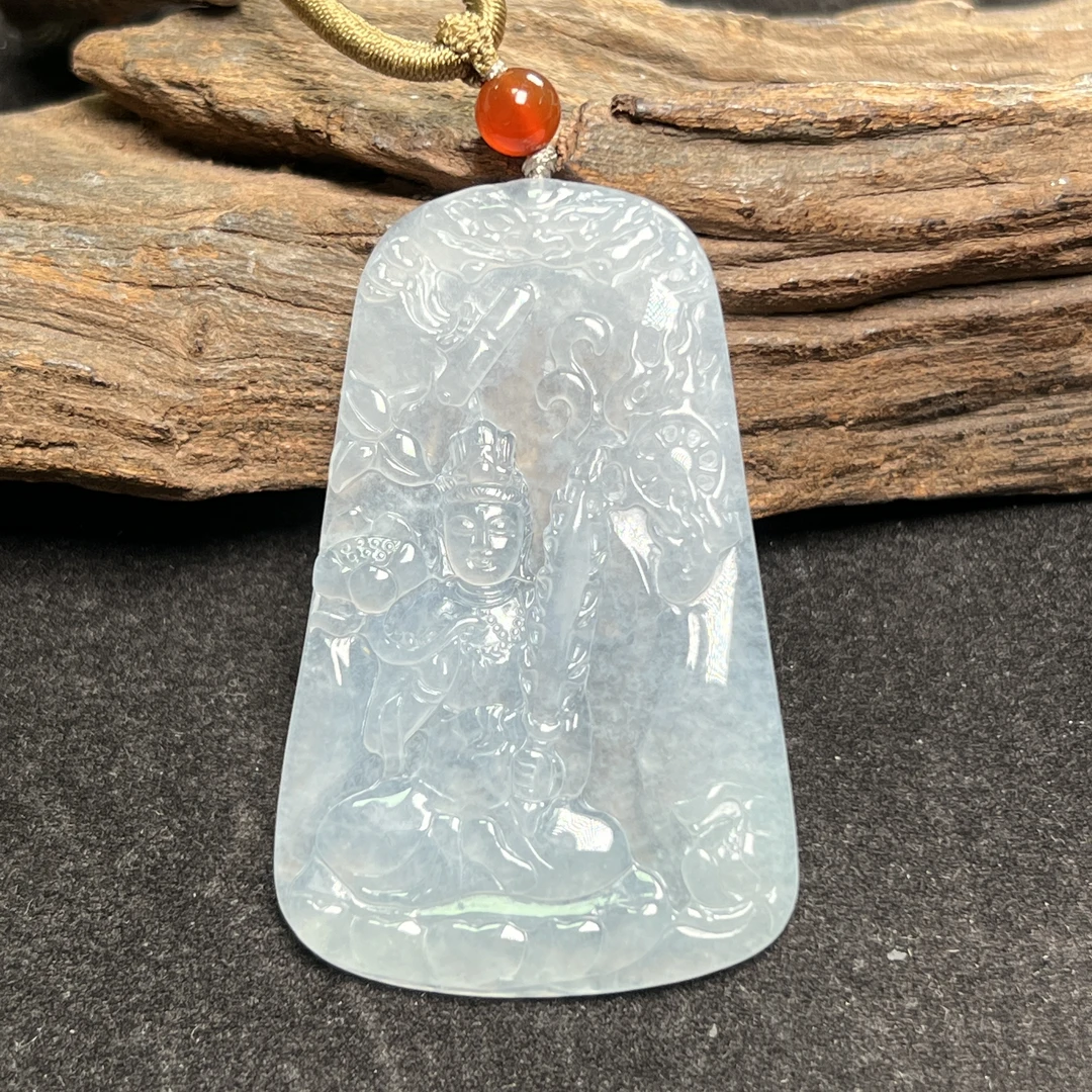 (生肖牛虎)天然翡翠虚空藏菩萨挂件（YW6235）守护神