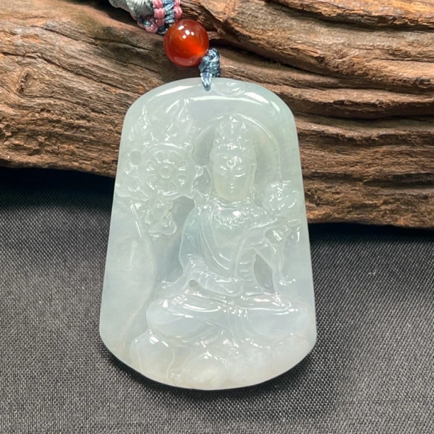 (生肖马)天然翡翠大势至菩萨挂件(小)（YW6574）十二生肖守护神