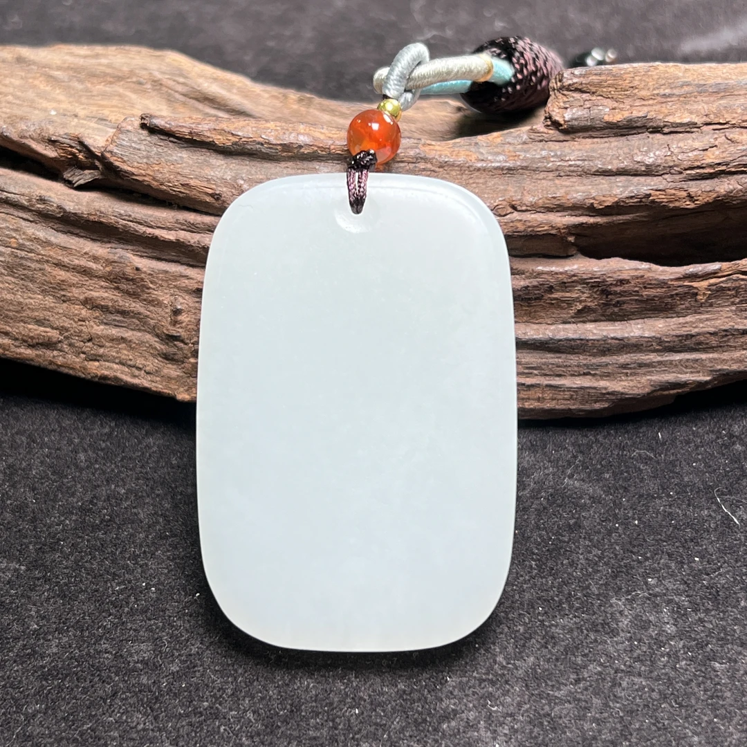 天然俄料和田玉平安无事功德牌挂件（WH0329）