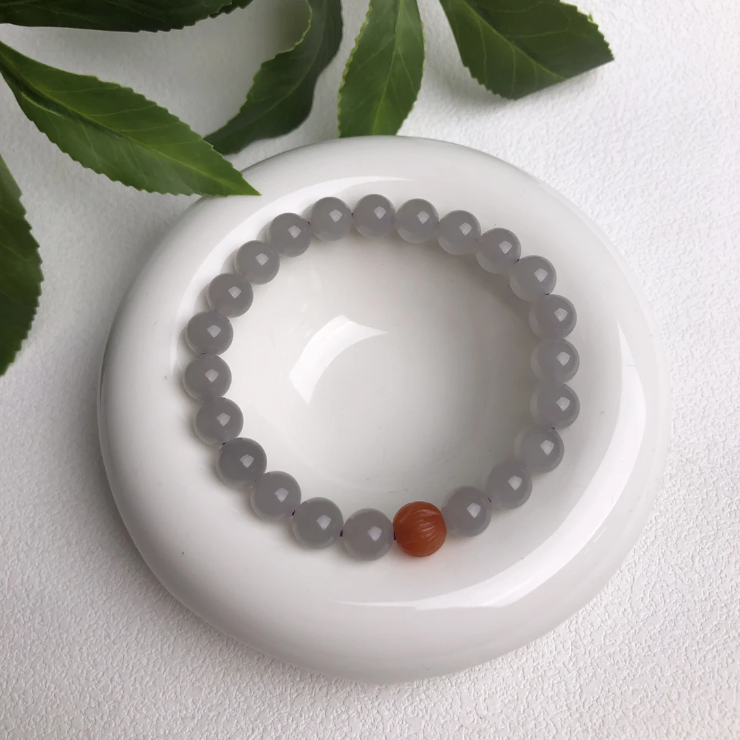 天然和田玉烟紫单圈手串设计款卡8mm女款高级感（WH2505）