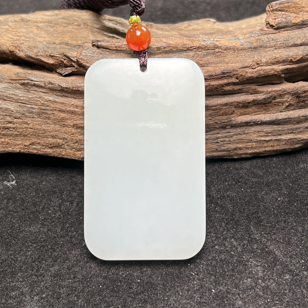 天然俄料和田玉平安无事牌功德牌挂件（WH0316）