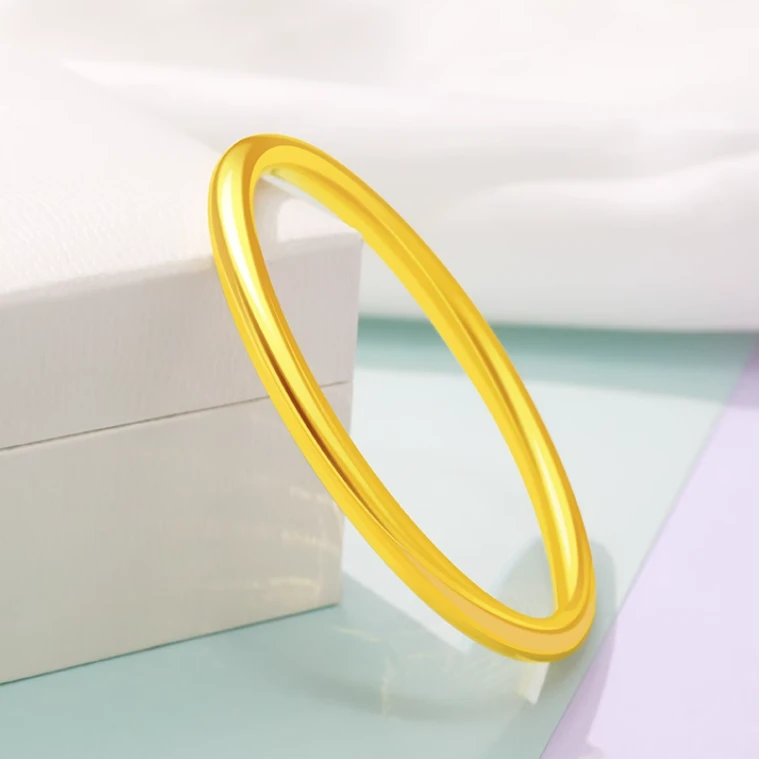 足银手镯 平替好物亮面手镯实心镯子女士光面手镯包厚金工艺