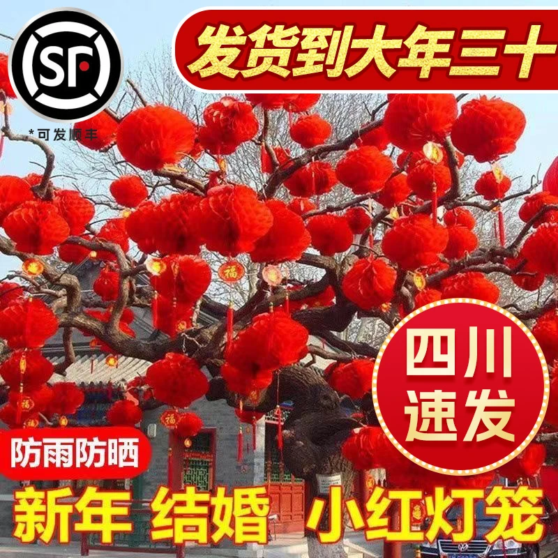 【小扬哥推荐】小红灯笼挂饰结婚喜庆典新年大红灯笼装饰户外挂树上