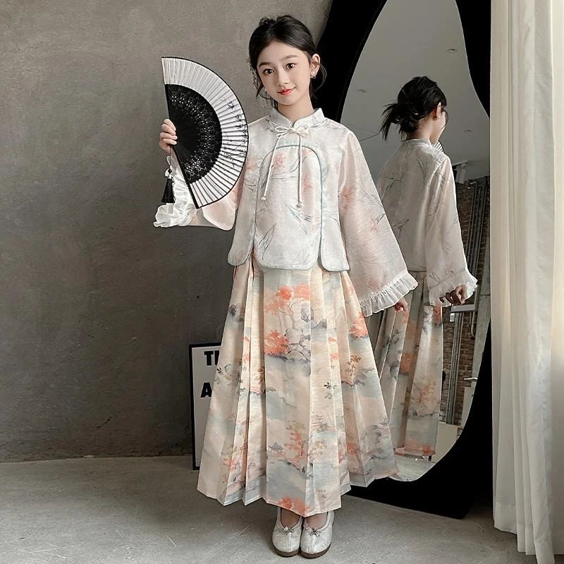 马面裙女童套装6-12岁15岁中大儿童中国风汉元素洋气春秋明制古风