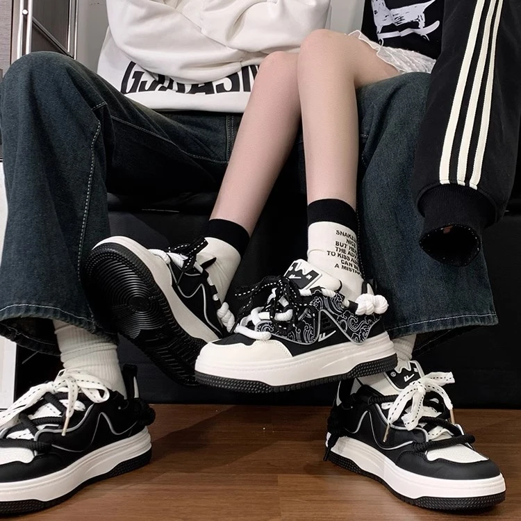 回力情侣黑白鞋子2025春季新款百搭休闲爆款小白鞋厚底韩版板鞋潮