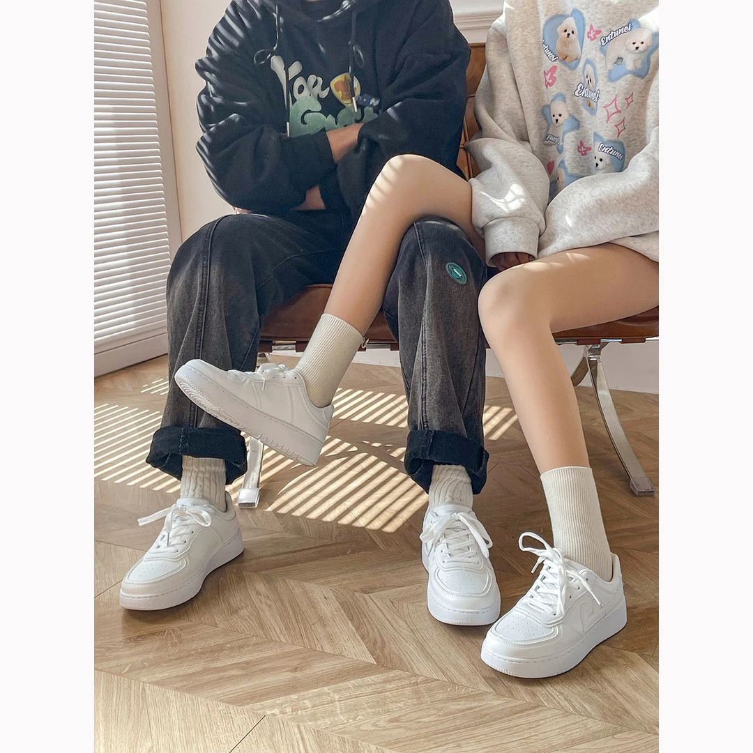 Warrior/回力情侣小白鞋男女同款春秋小众厚底休闲鞋女百搭板鞋子