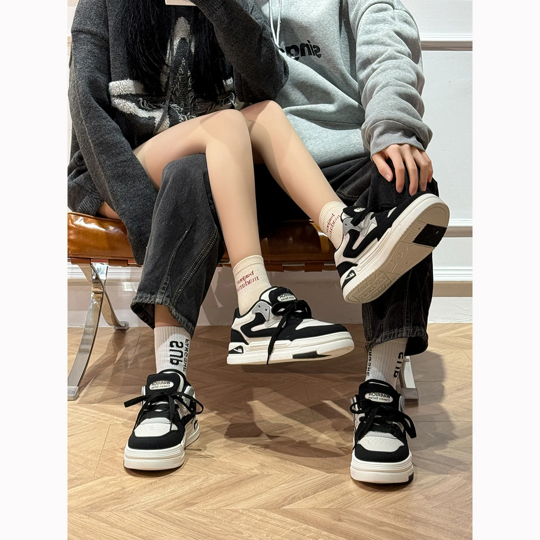 回力黑白熊猫板鞋2025爆款百搭休闲厚底小白鞋子情侣韩版面包鞋女