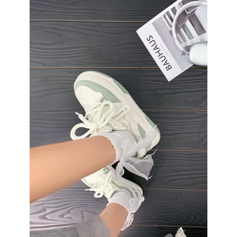 回力国潮小白鞋女2025新款水墨画时尚百搭女鞋复古厚底韩版板鞋女