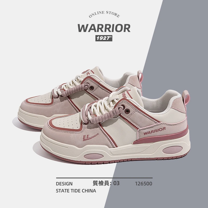 Warrior/回力草莓熊板鞋女2023春秋新款厚底鞋子女百搭运动休闲鞋