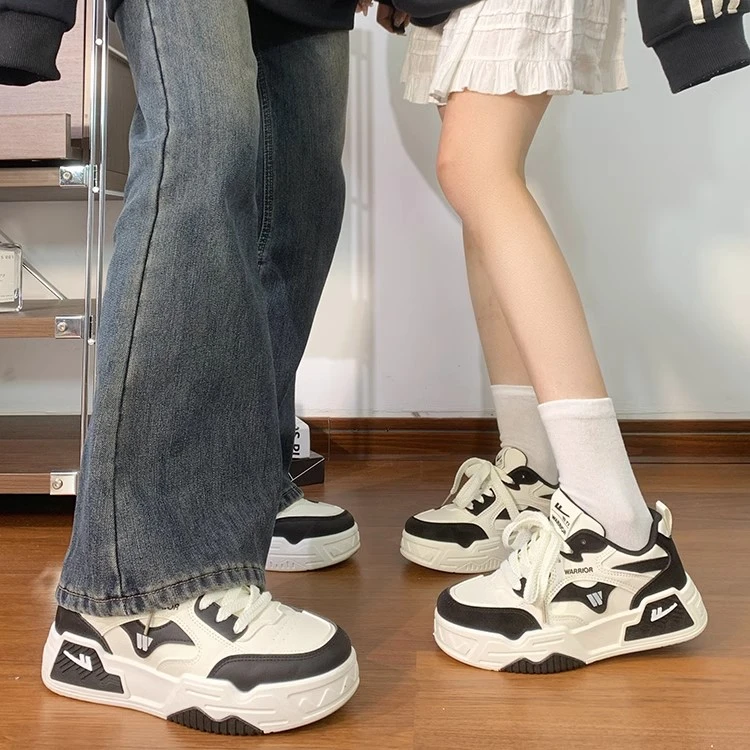 回力黑白熊猫低帮板鞋2025新款厚底情侣款小白鞋时尚百搭休闲鞋女