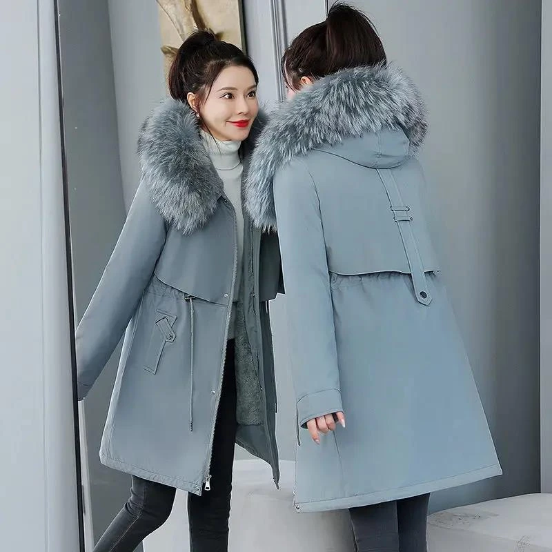 波司澄300斤反季特大码加厚派克服宽松200加肥加大中长款大毛领羽