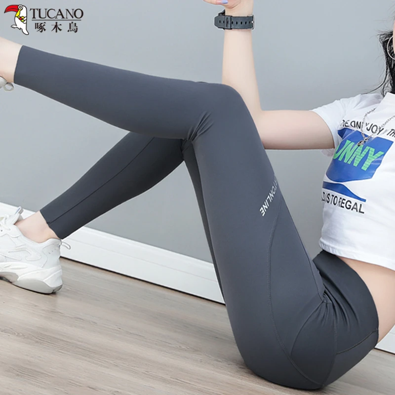 啄木鸟带口袋鲨鱼裤女春秋季高腰提臀收腹瑜伽芭比骑行打底裤外穿