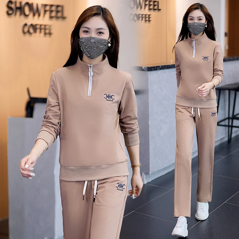 啄木鸟时尚套装女春秋季韩版洋气减龄长袖休闲运动服套装两件套潮