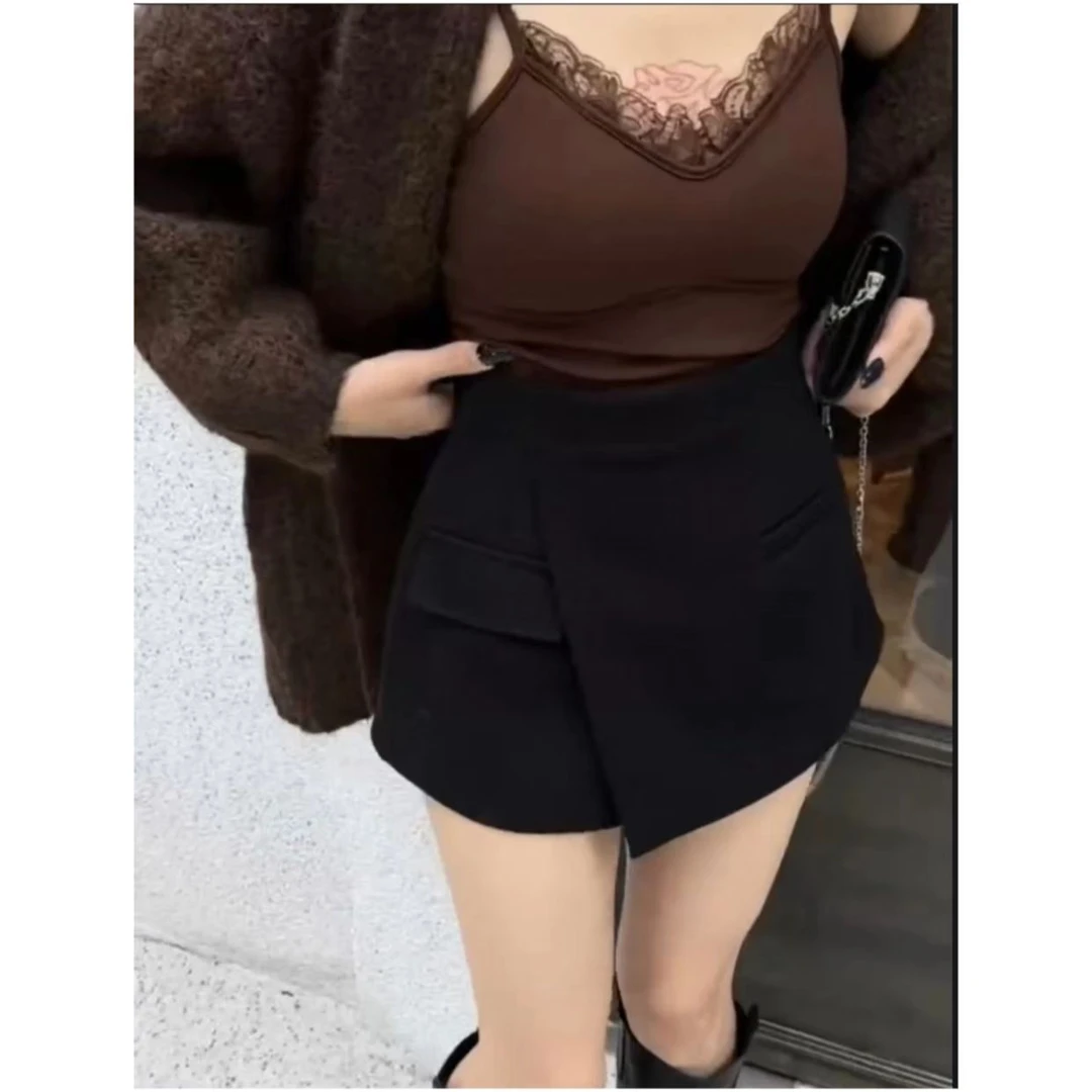 睿夕【黑色往事】韩版不规则A字显瘦半身裙短裤裙裤