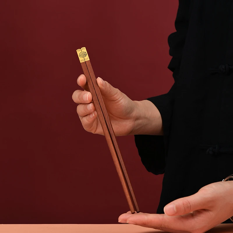 高端红木筷子奢华家用高档精致中式中华筷全家福快子红檀木