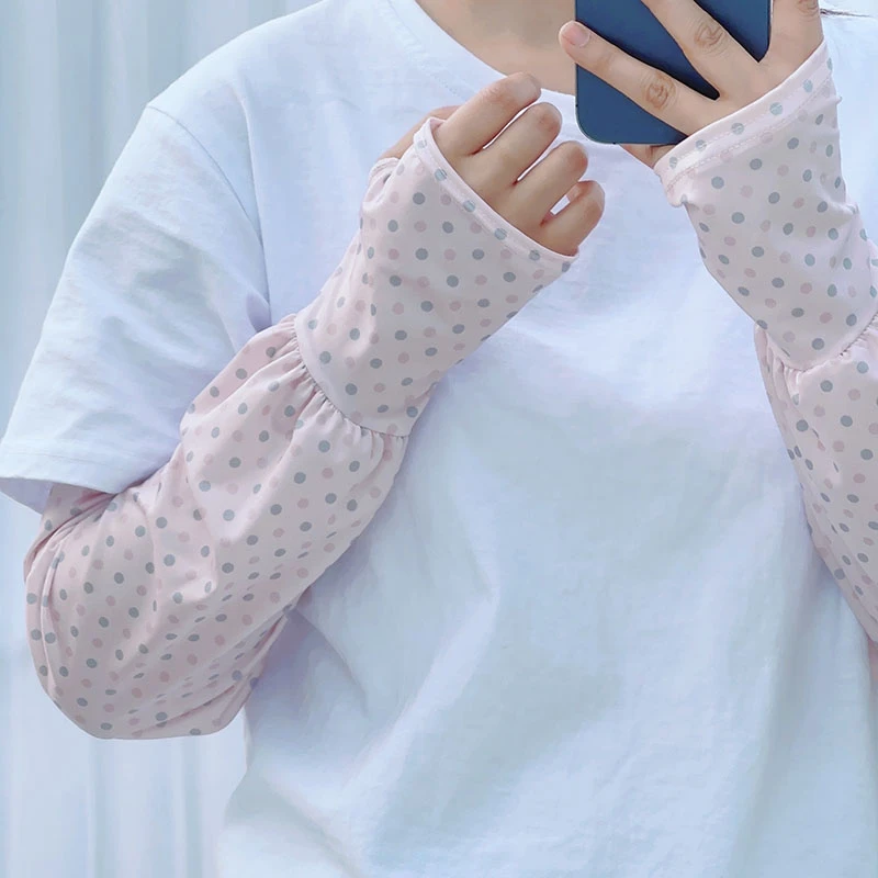 女士夏季薄款透气加长款宽松时尚防晒冰袖户外开车遮阳护手臂套袖