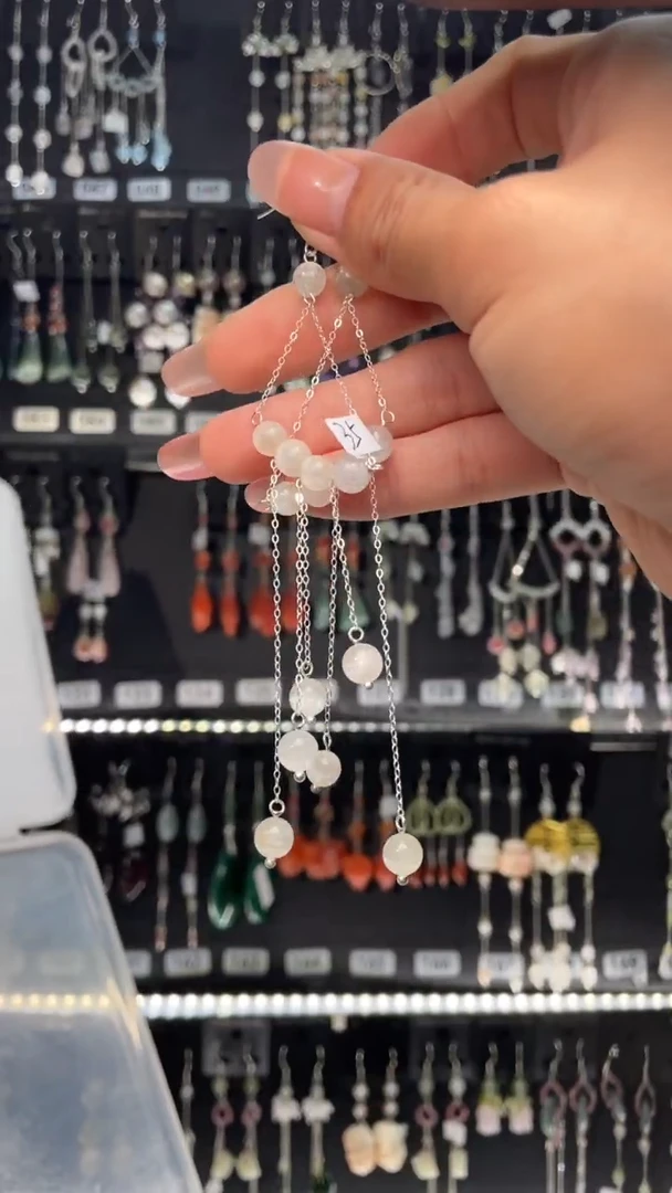【闪购商品】水晶耳饰银S925镶嵌空谷幽兰