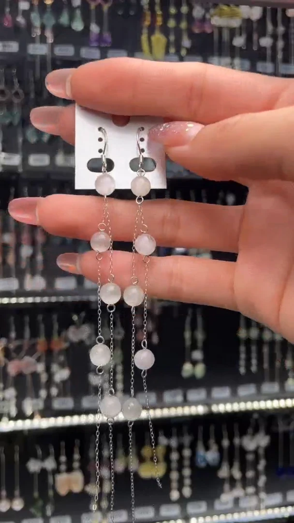 【闪购商品】水晶耳饰银S925镶嵌七彩豆