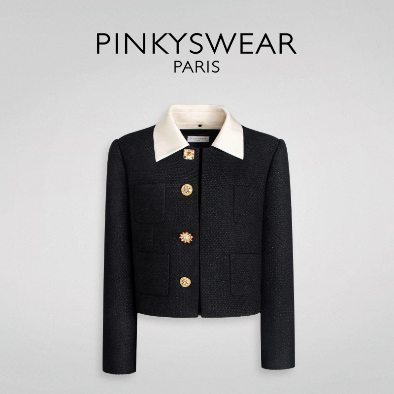 PinkySwear高级小香风拼接领外套WT7591