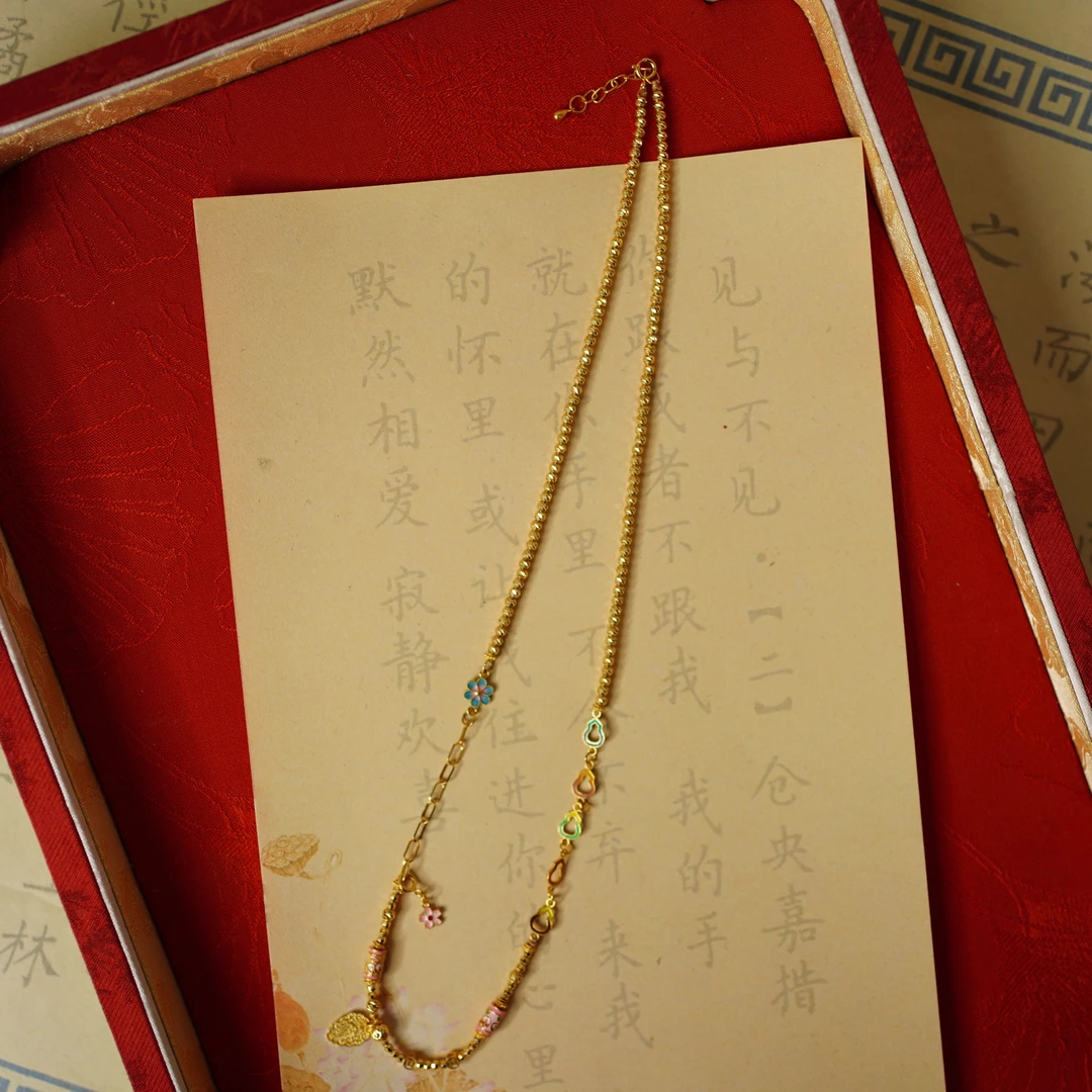 18k烧蓝金葫芦万能链