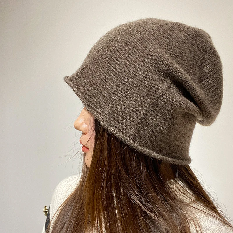 【堆堆帽】芳慈家  大头围显小潮流卷边平面堆堆帽毛线冷帽针织帽子