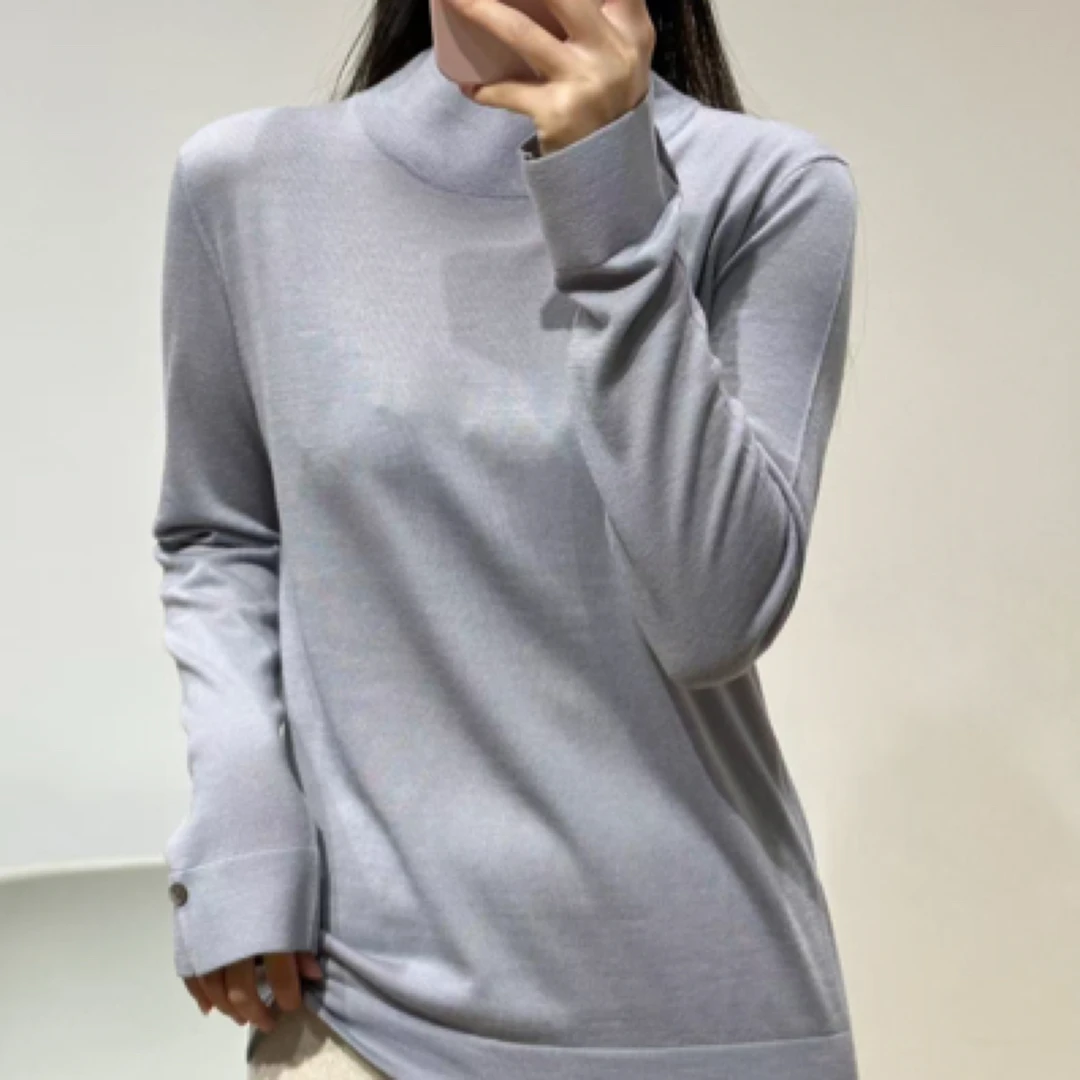 素简羊绒打底双层打底衫