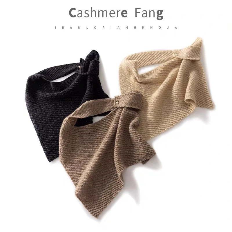 【气质金线脖套】芳慈家山羊绒脖套方巾纯山羊绒围脖围巾女春秋