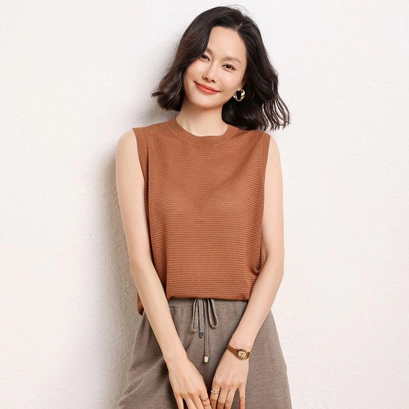 精纺羊毛扬子纱小吊带针织背心女夏季内搭甜辣短款