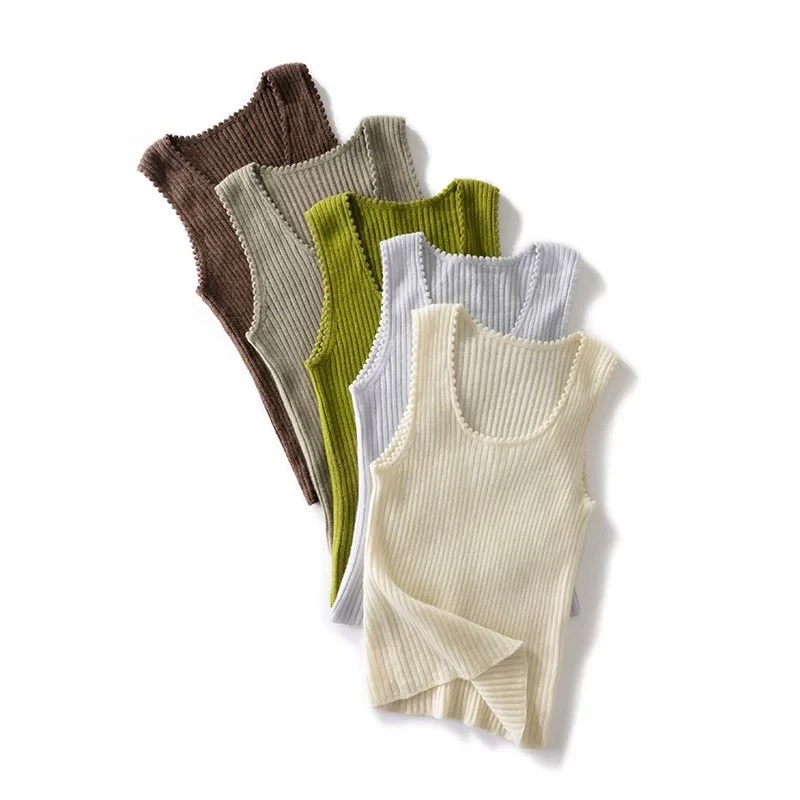 芳慈家    100%纯羊绒吊带背心女  短款修身显瘦针织背心上衣打底