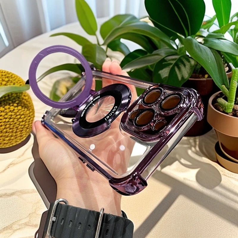 护镜四角防摔磁吸露标支架壳简约适合用于苹果16/15/14/13/promax