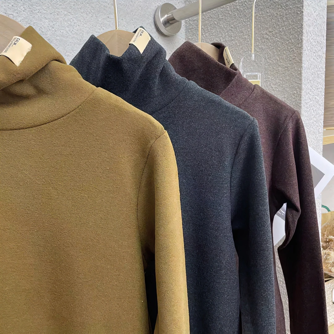 2025新款秋冬季亲子版长袖半高领保暖打底衫上衣百搭中领时尚T恤