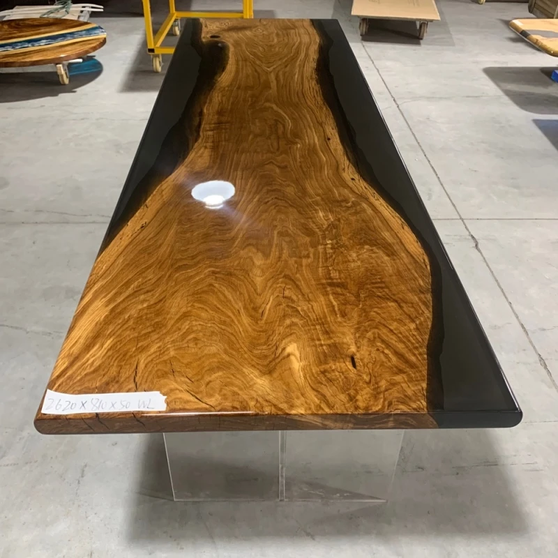 美国白橡木树脂茶台餐桌河流桌茶桌实木大板 全方 262*81*5