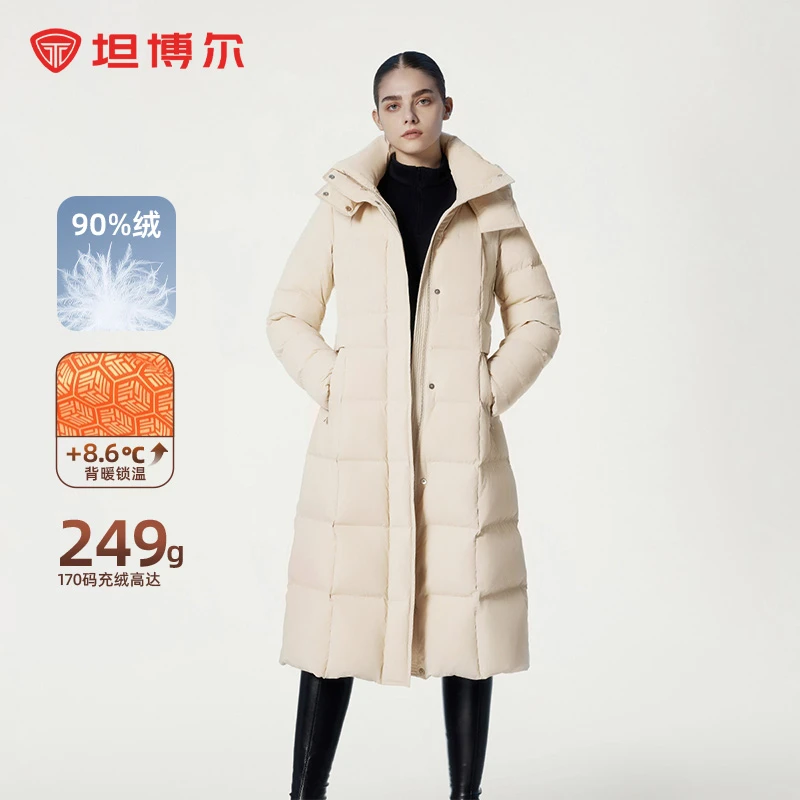 坦博尔长款过膝羽绒服女冬季新款蓄热保暖260g加厚外套TBF530872Z