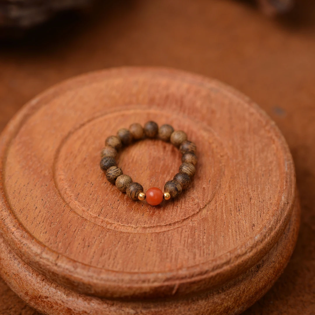 18K奇楠沉香戒环