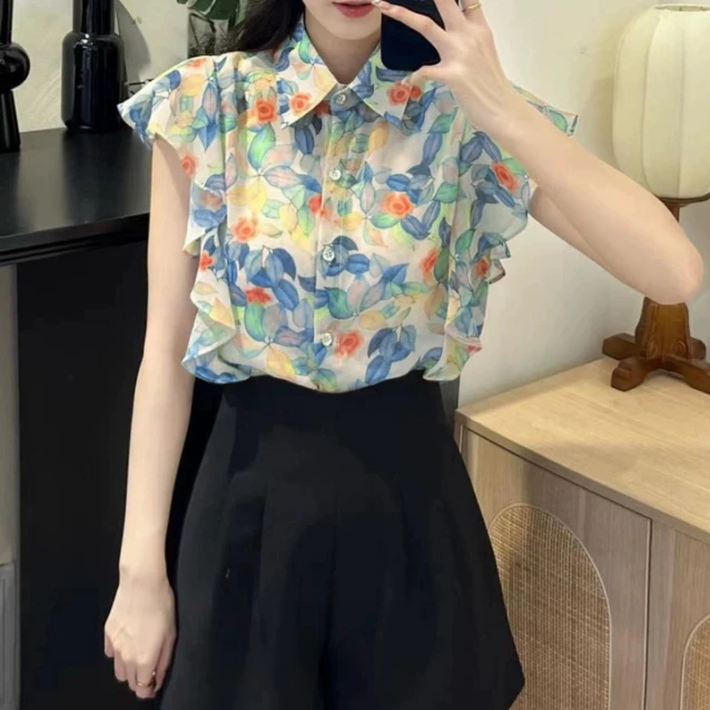 樊范儿2024夏季新款别致漂亮小衫泡泡袖女T衬衫-6031