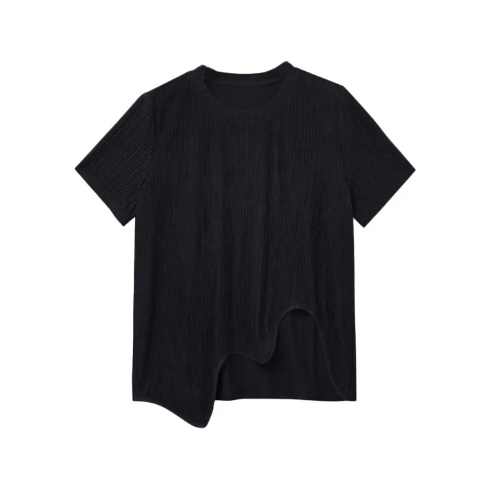 【香香严选】夏季新款波浪下摆百搭T恤上衣女-24268