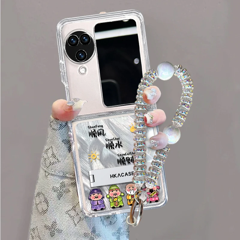 适用oppofindn3flip手机壳排排财神折叠羽纱壳全包简约保护套