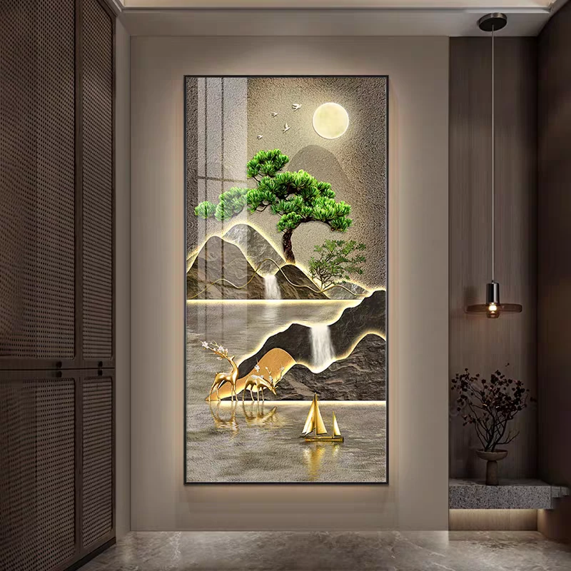 【银河】入户玄关迎客松装饰画走廊过道墙面背景墙挂画80*160