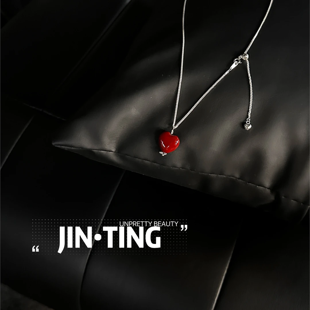 链子925银 【炸款不退换】设计百搭红色爱心吊坠项链-HT24yt02
