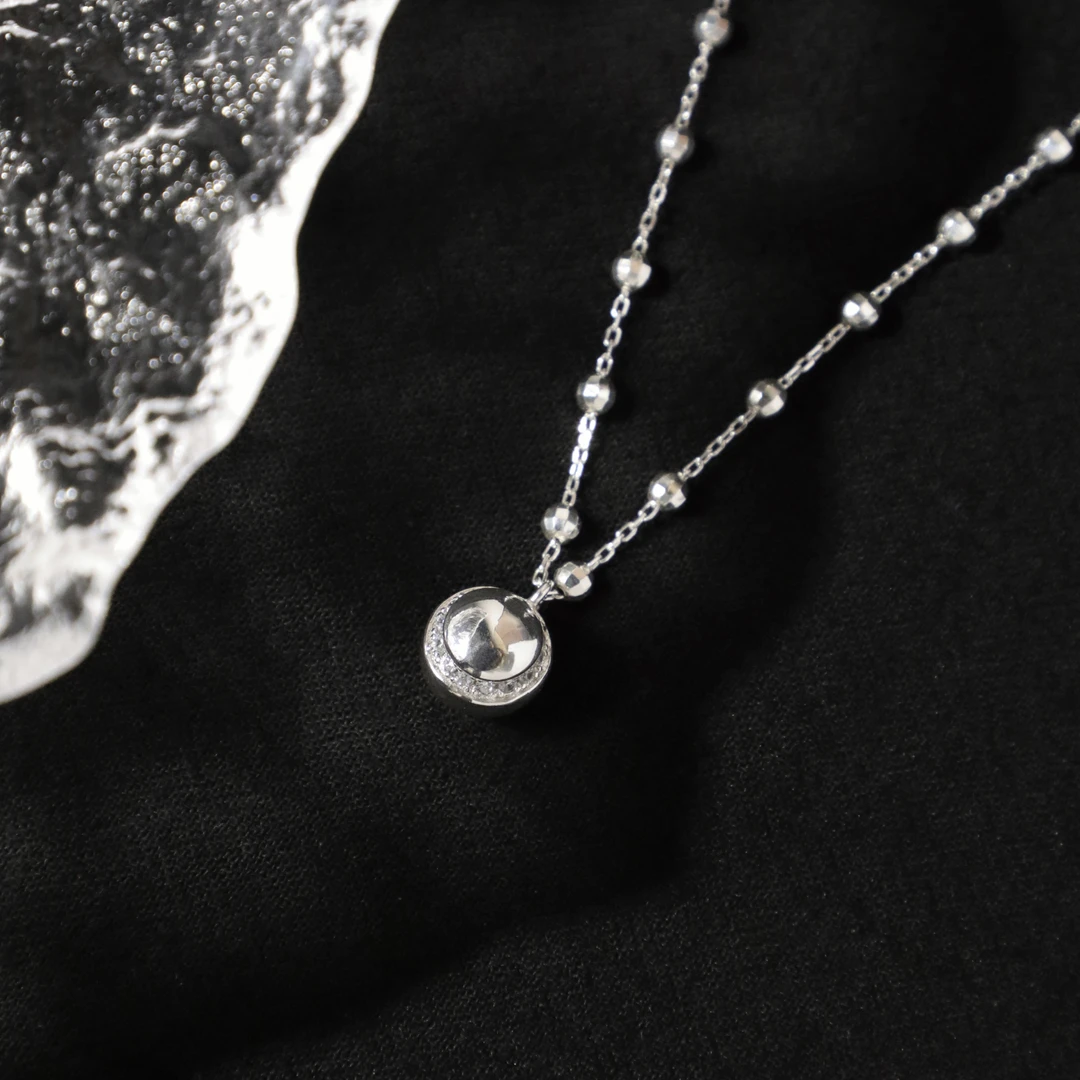 坠链均925银 时尚气质简约小众ins风圆珠项链锁骨链套链-HT240586