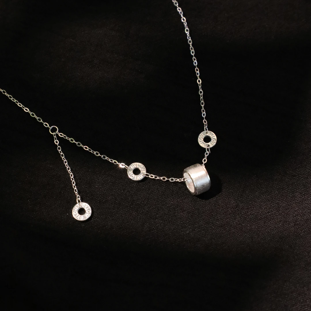 坠链均925银 韩系轻奢气质ins风简约经典圆环吊坠项链女-HT24y669