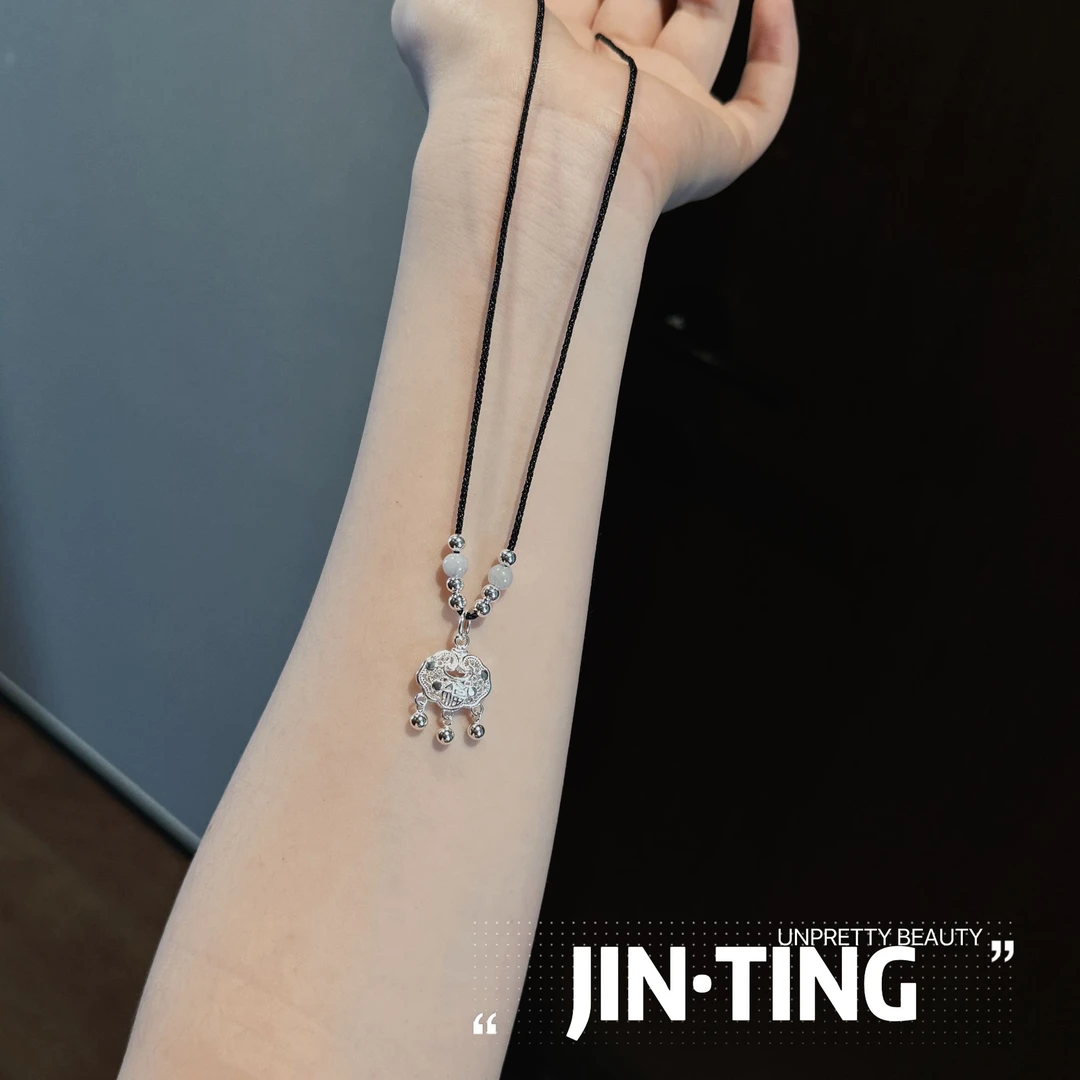 吊坠925银 【炸款不退换】编绳轻奢精致平安锁吊坠项链-HT24x021