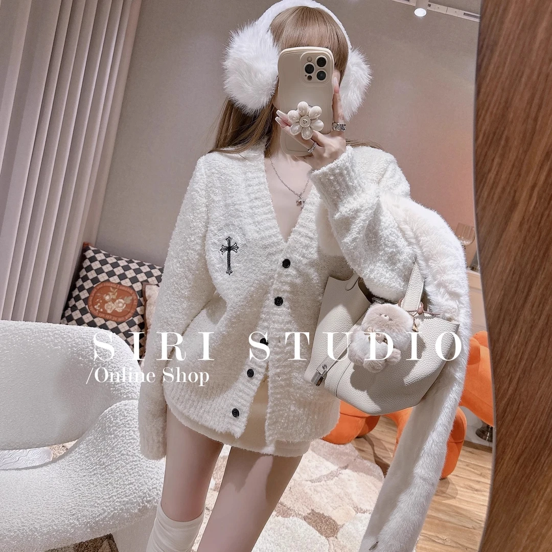 高货重工万针刺绣外套女慵懒秋冬加厚毛衣高秋冬重工刺绣针织开衫