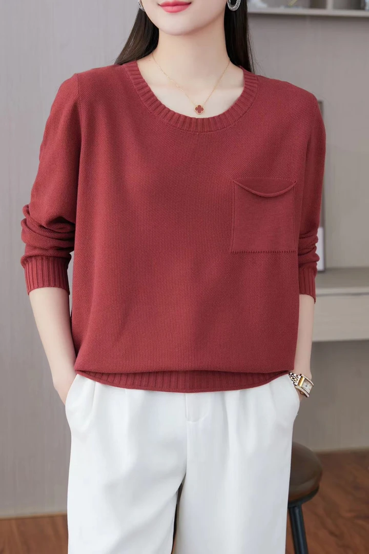 #省钱风高级感穿搭V领棉线针织衫上衣早春洋气气质百搭纯色毛衣女