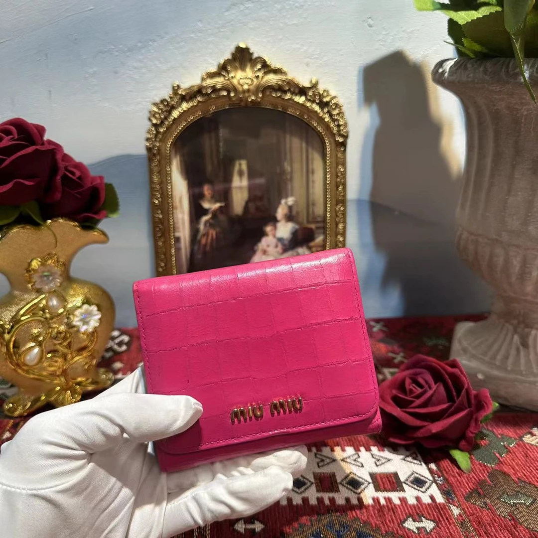 95新 MIU MIU/缪缪 珍甄奢品 粉色卡包 前置护理 09321