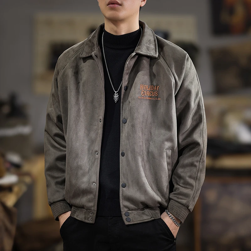 GTRT高端重磅夹克男宽松大码翻领秋季百搭工装外套男士牛仔休闲