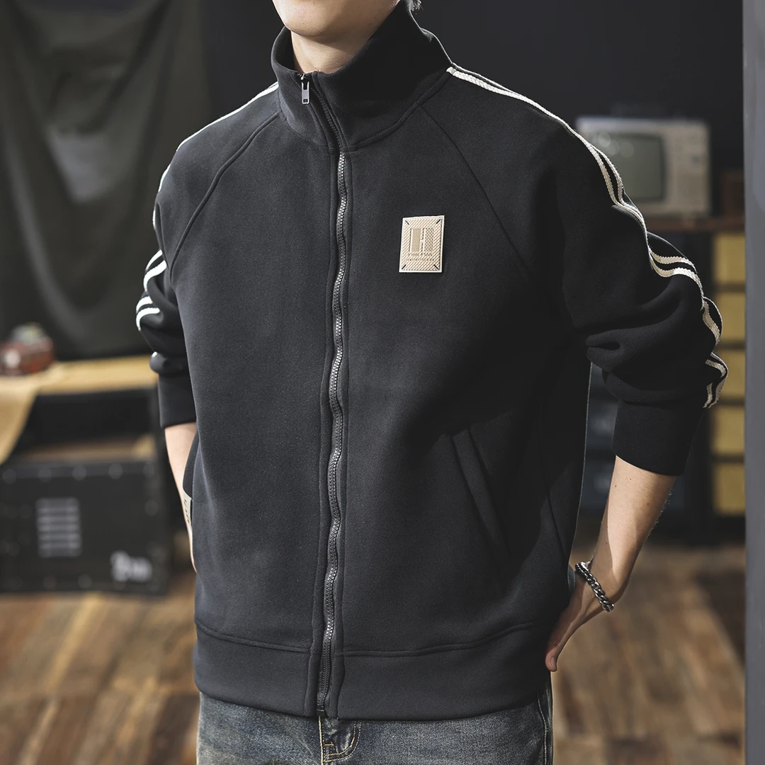 GTRT重磅加绒加厚开衫卫衣男秋冬宽松大码休闲外套男士春秋运动