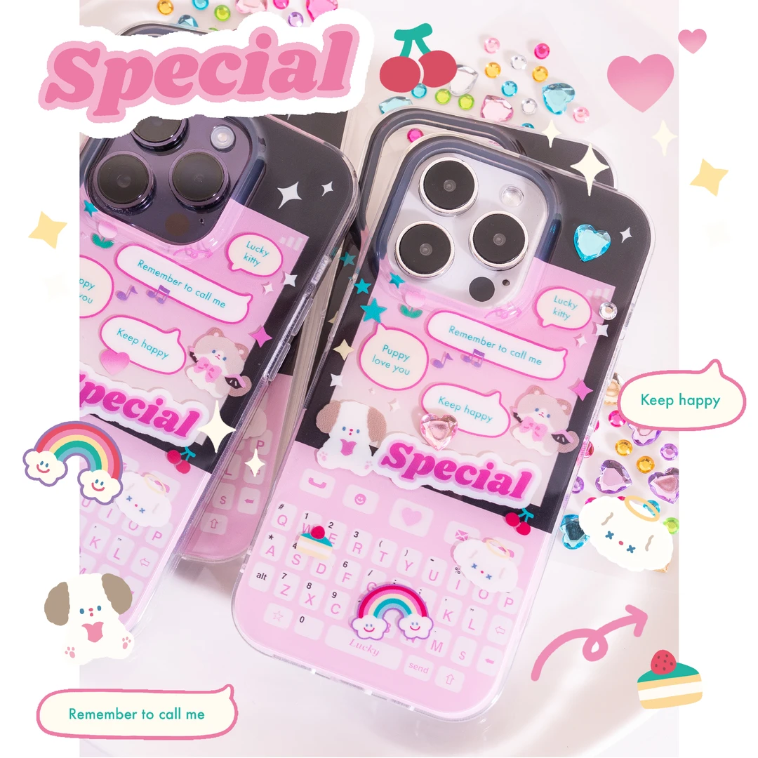 BLUELIFE 甜酷粉黑少女键盘适用iphone14promax苹果13双层手机壳