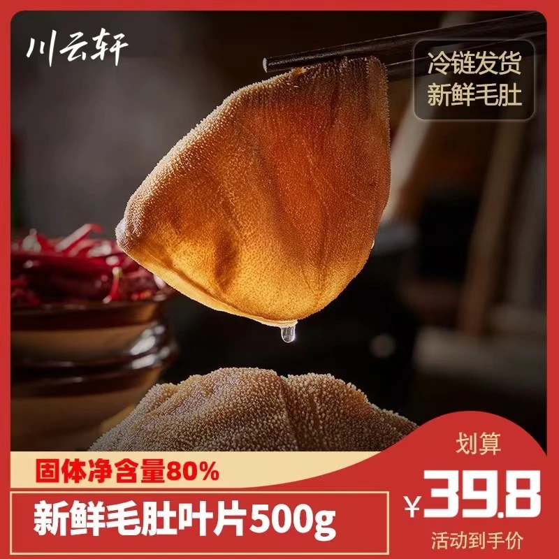 大叶片毛肚500g新鲜爽脆 商用批发冒菜火锅钵钵鸡 固体净含量80%
