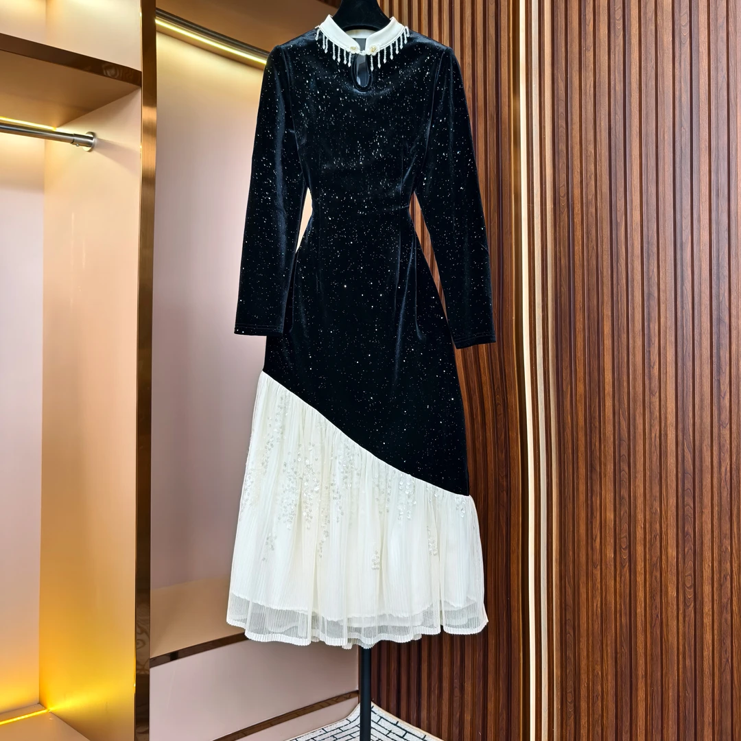 【香舍菲尔】[晖晖]轻奢设计师款优雅气质修身时尚收腰连衣裙-85909